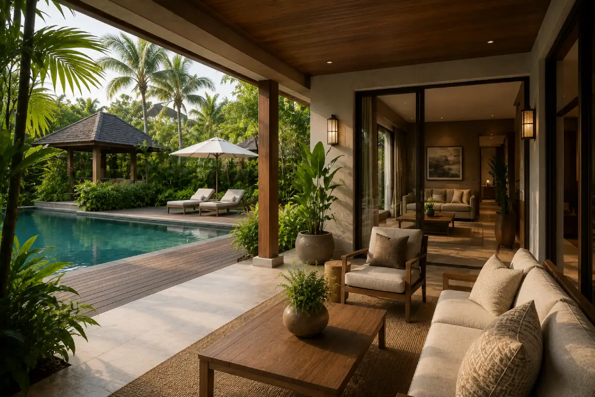 Resort interior design with outdoor leisure spaces