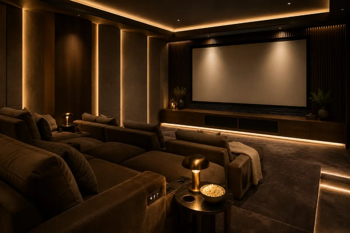 Villa home theatre and media room interior design