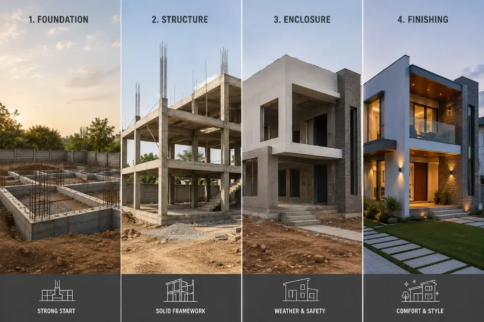 Turnkey construction stages from design to handover