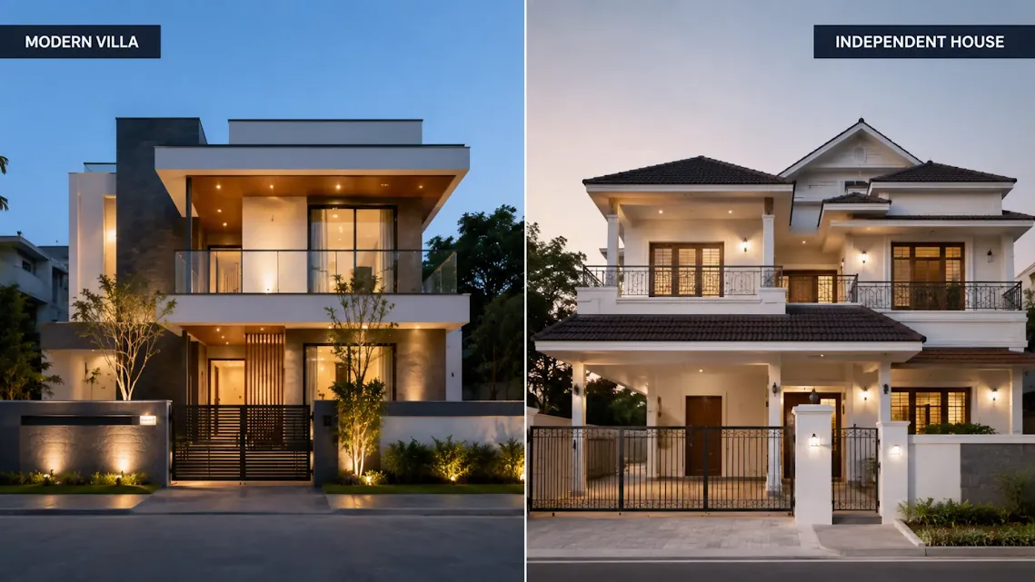 Villa construction in a gated residential community
