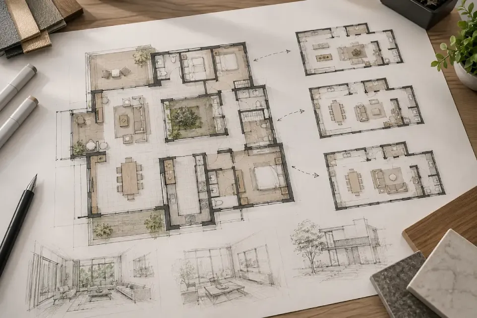 Independent house construction on an individually owned plot